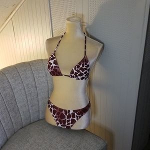 Matte Collection Issac Brown Cow Print Bikini Set, New Without Tags, Size M
